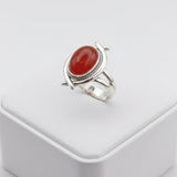 natural red agate carnelian aqeeq 37.10ct Silver ring with a red stone on a white box