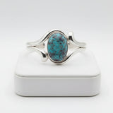 nishapur turquoise 74.90ct Silver bracelet with a turquoise stone on a white box