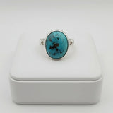 nishapur turquoise 27.29ct Silver ring with a turquoise stone on a white background