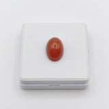 natural red agate carnelian aqeeq 33.65ct Red gemstone in a white box on a white background