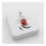 natural red agate carnelian aqeeq 28.00ct Silver pendant with a red stone on a white box