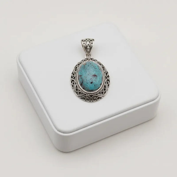 Natural Nishapur Turquoise 54.05 carat premium spider web matrix cabochon pendant
