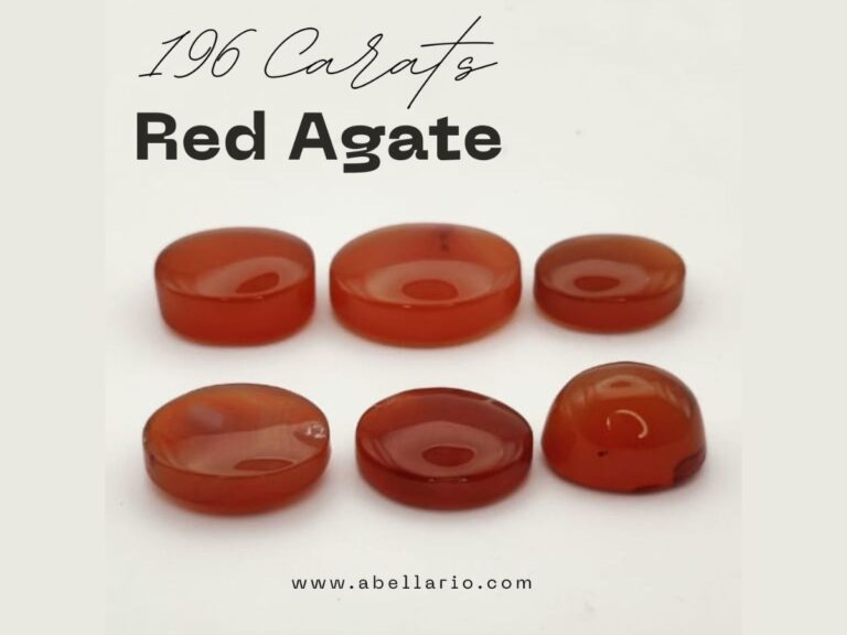 Six polished reddish-orange Carnelian gemstones, also known as Irani Aqeeq or Yemeni Haqeeq, displayed on a white background, showcasing their smooth cabochon cuts and vibrant natural color.
