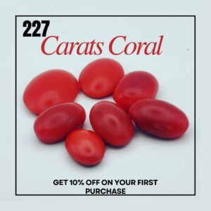 227 carat natural red coral loose gemstone for jewelry making – premium cabochon quality