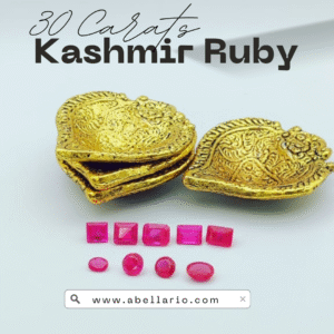 natural kashmir ruby set – 30 carats – emerald & round gems – gold plated 4 decorative lamps gift