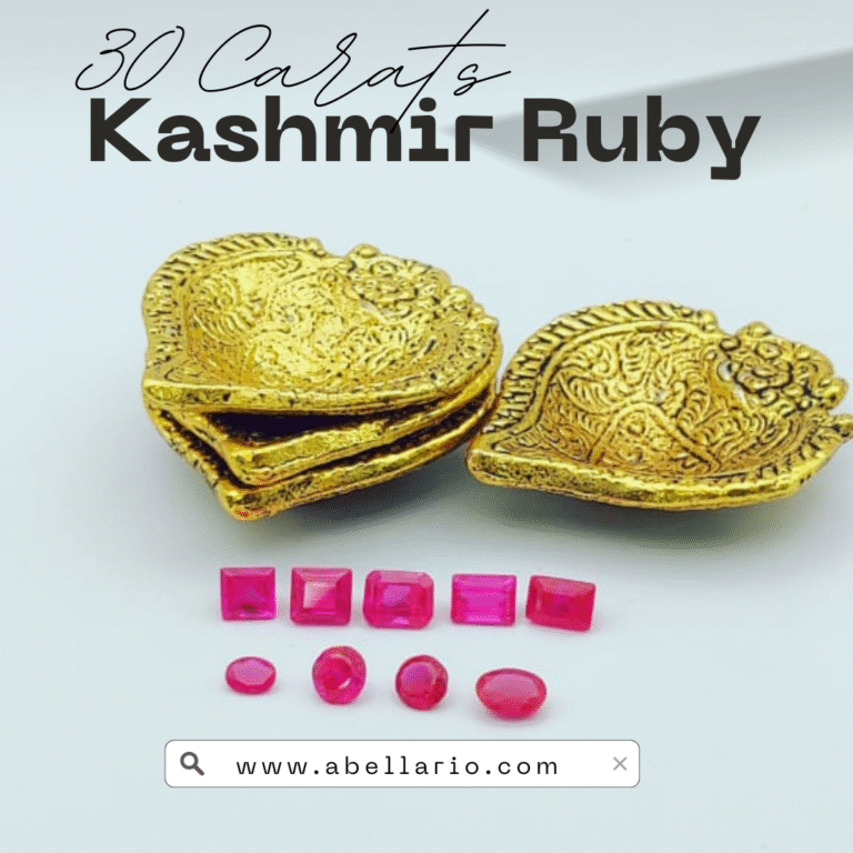 natural kashmir ruby set – 30 carats – emerald & round gems – gold plated 4 decorative lamps gift